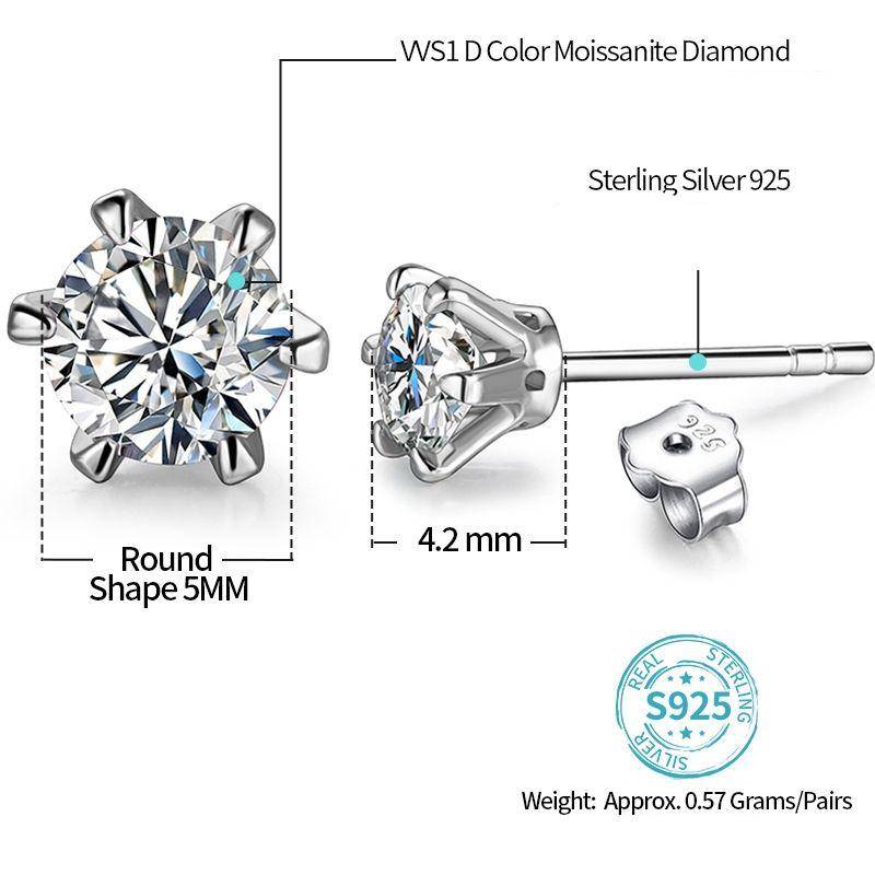 0.5 Carat Moissanite Gemstone Stud Earrings 0.5 Carat Moissanite Gemstone Stud Earrings
