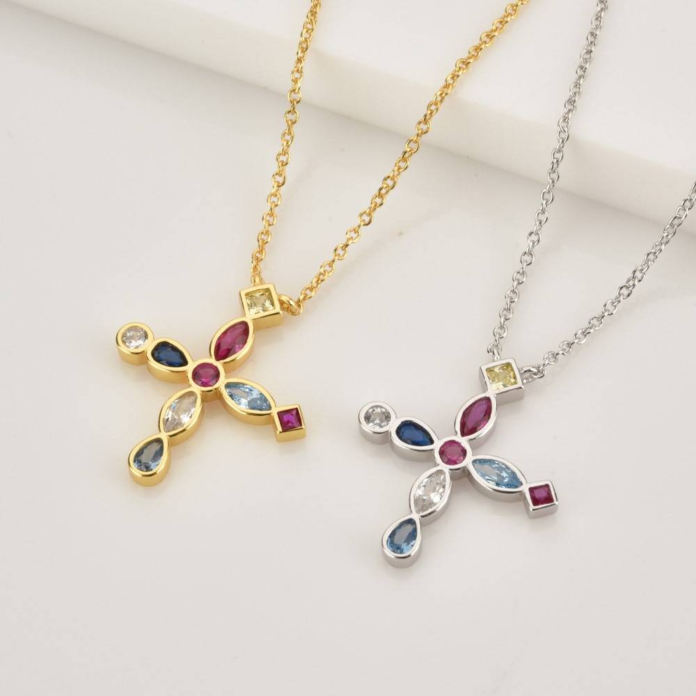 925 Sterling Silver Gold Cross Pendant Jewelry Set 925 Sterling Silver Gold Cross Pendant Jewelry Set
