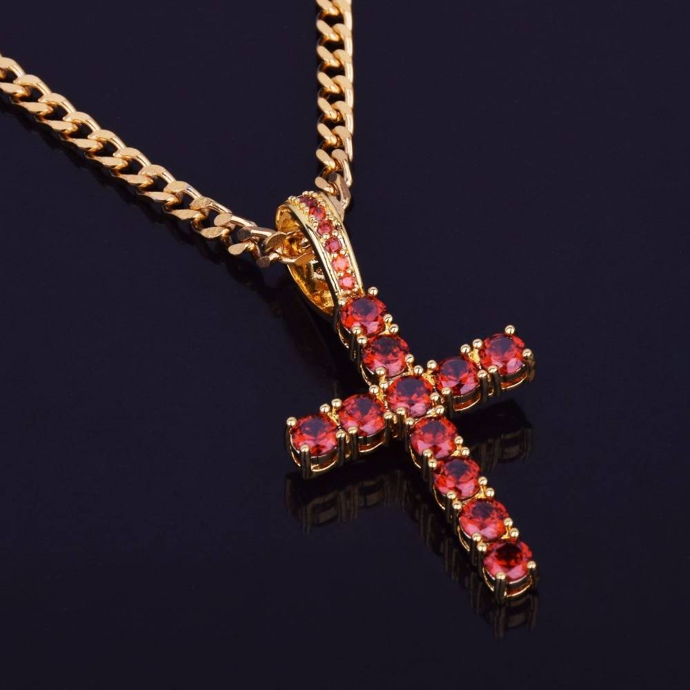 Men’s Cross Shaped Diamond Pendant Necklace Necklaces Men's Cross Shaped Diamond Pendant Necklace Necklaces
