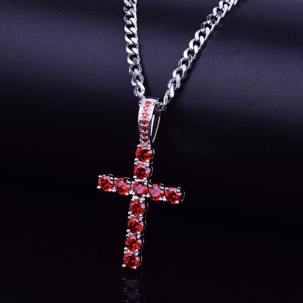 Men’s Cross Shaped Diamond Pendant Necklace Necklaces Men's Cross Shaped Diamond Pendant Necklace Necklaces