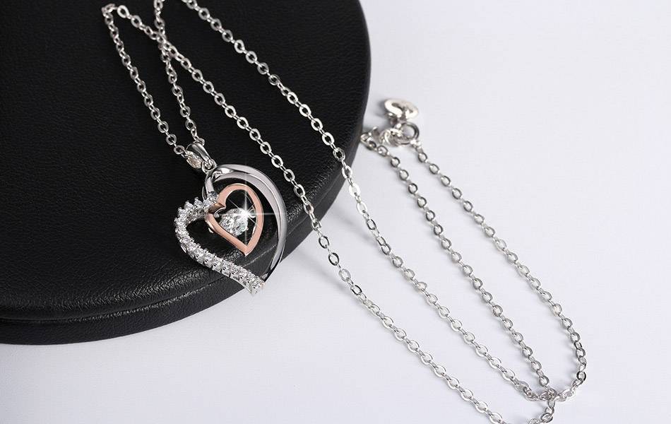 Silver Heart Shaped Pendant Necklace