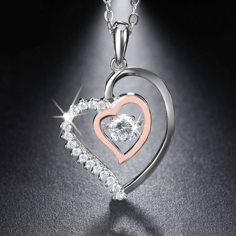 Silver Heart Shaped Pendant Necklace