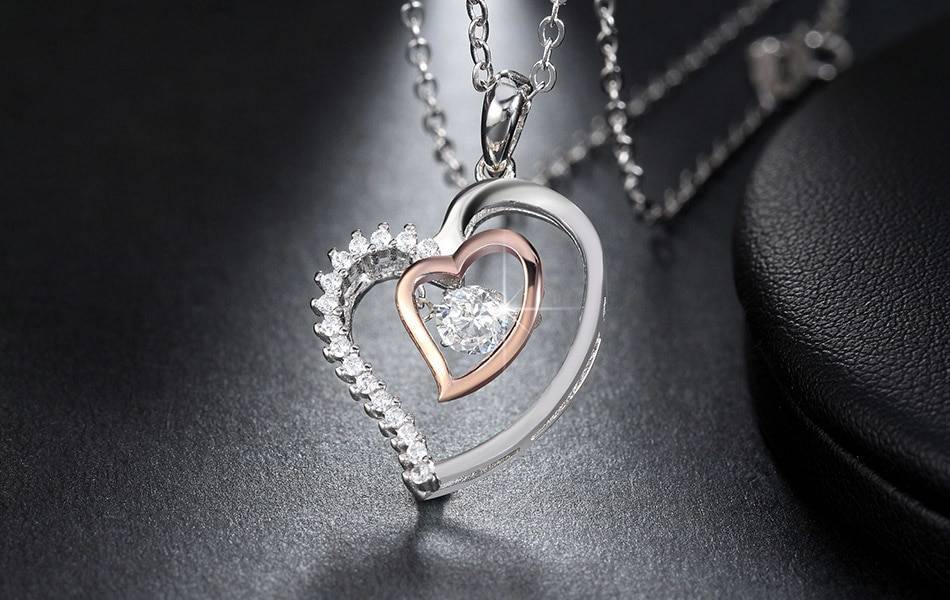 Silver Heart Shaped Pendant Necklace
