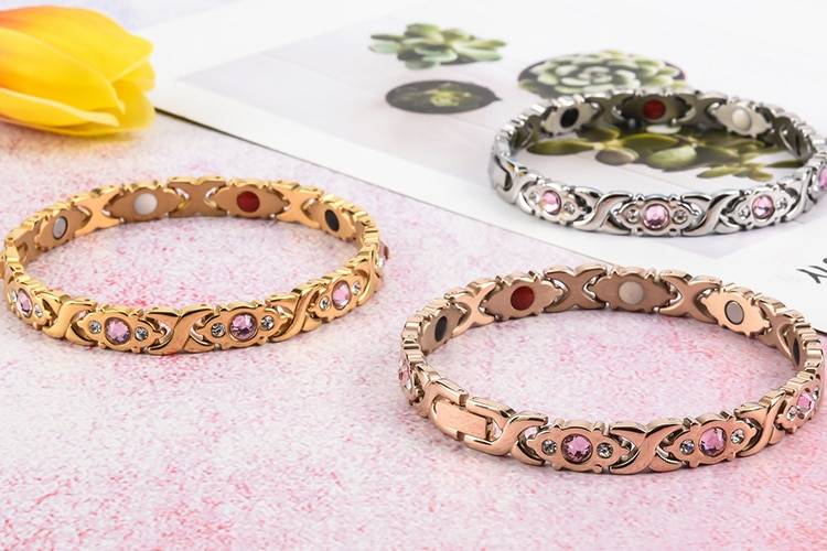 Women's Pink Crystal Magnetic Bracelet