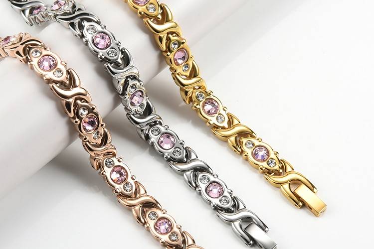 Women's Pink Crystal Magnetic Bracelet