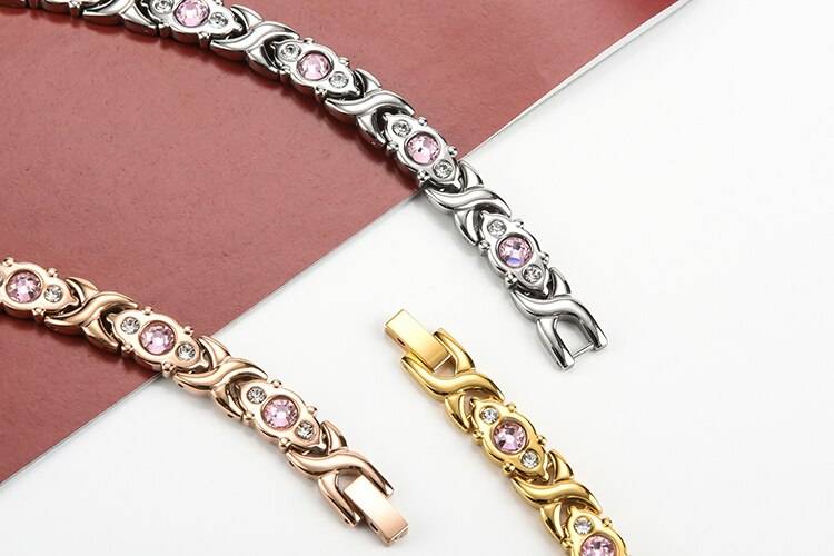 Women's Pink Crystal Magnetic Bracelet