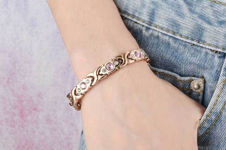 Women's Pink Crystal Magnetic Bracelet