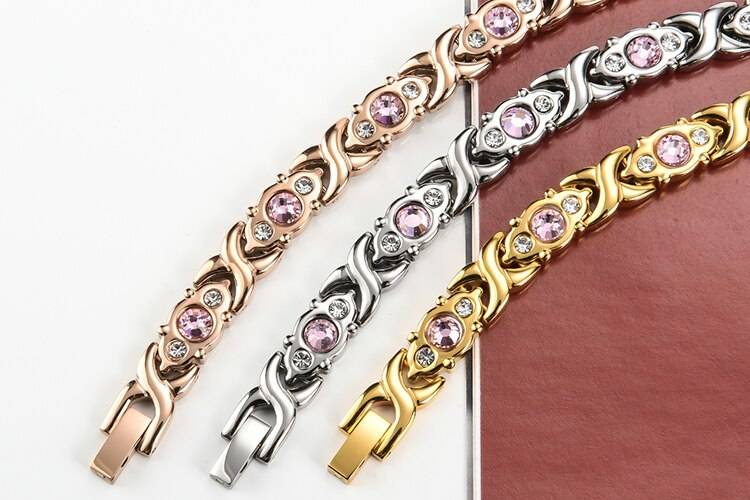 Women's Pink Crystal Magnetic Bracelet