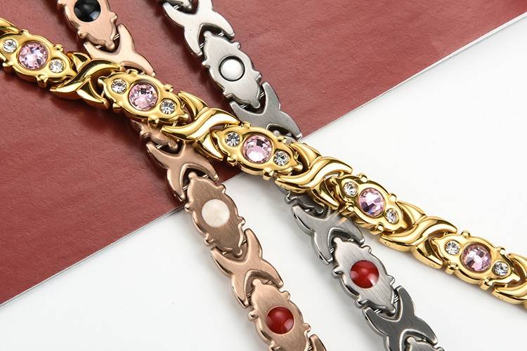 Women's Pink Crystal Magnetic Bracelet
