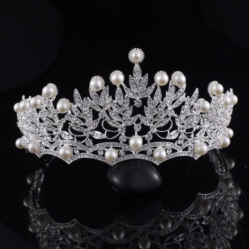 Women's Crystal / Pearl Silver Plated Hair Crown