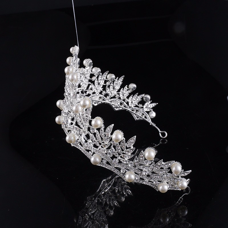Women's Crystal / Pearl Silver Plated Hair Crown