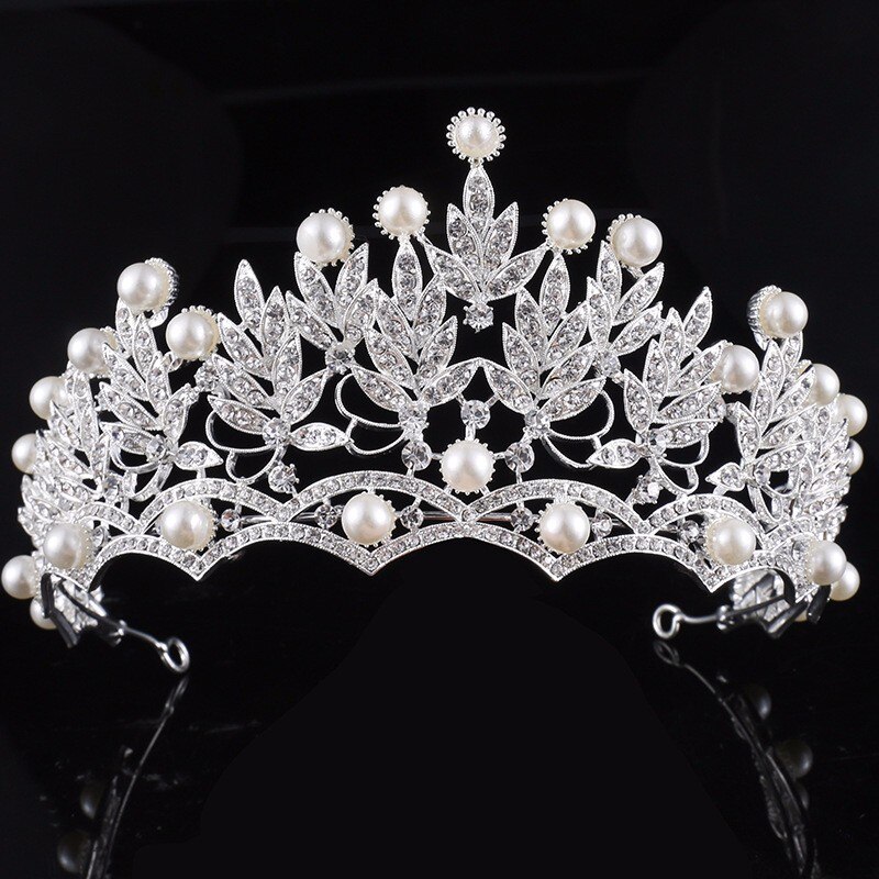 Women's Crystal / Pearl Silver Plated Hair Crown