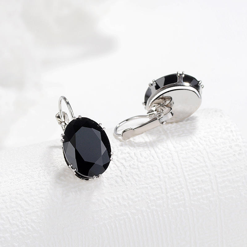Women's 925 Silver Oval Gemstone Drop Earrings