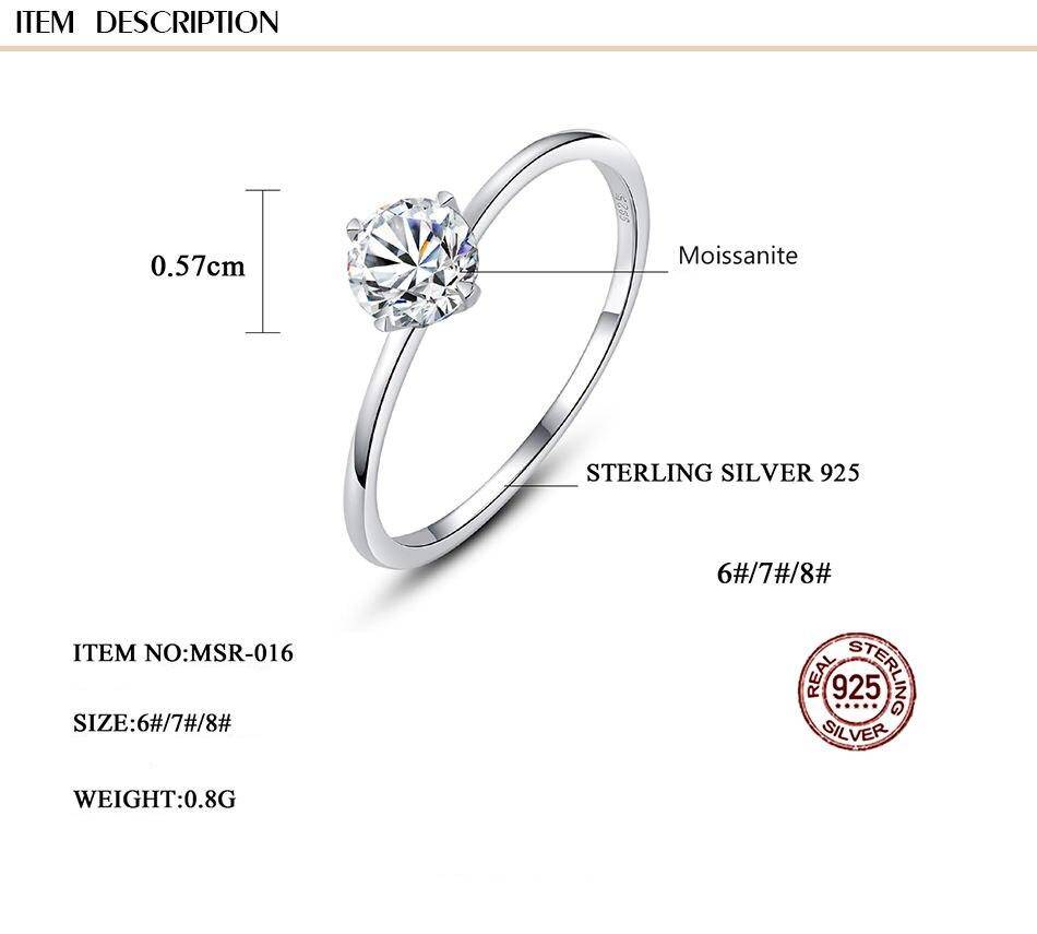 0.5CT Round 18K White 925 Silver Moissanite Ring