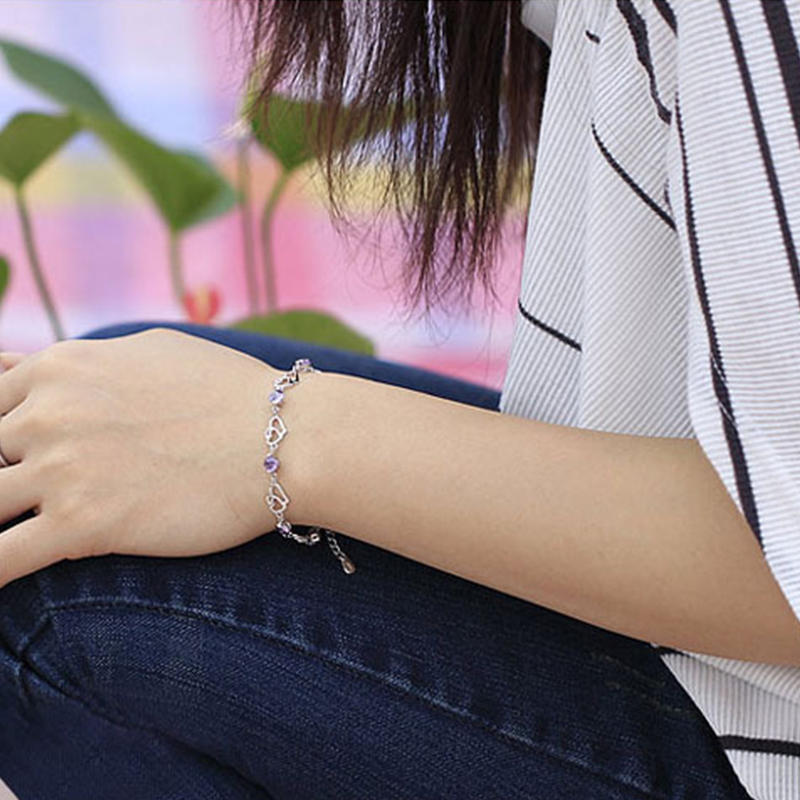 925 Sterling Silver Crystal Bracelet for Women