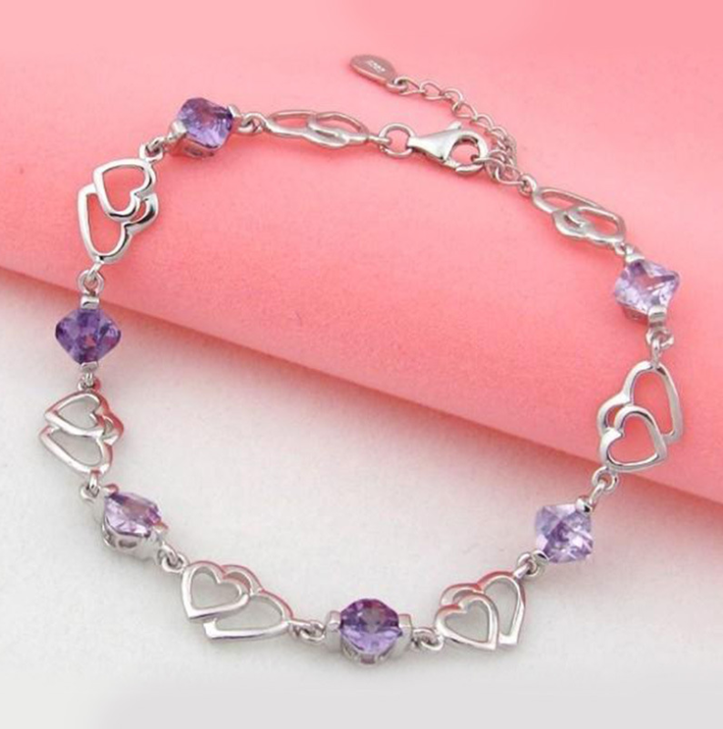 925 Sterling Silver Crystal Bracelet for Women