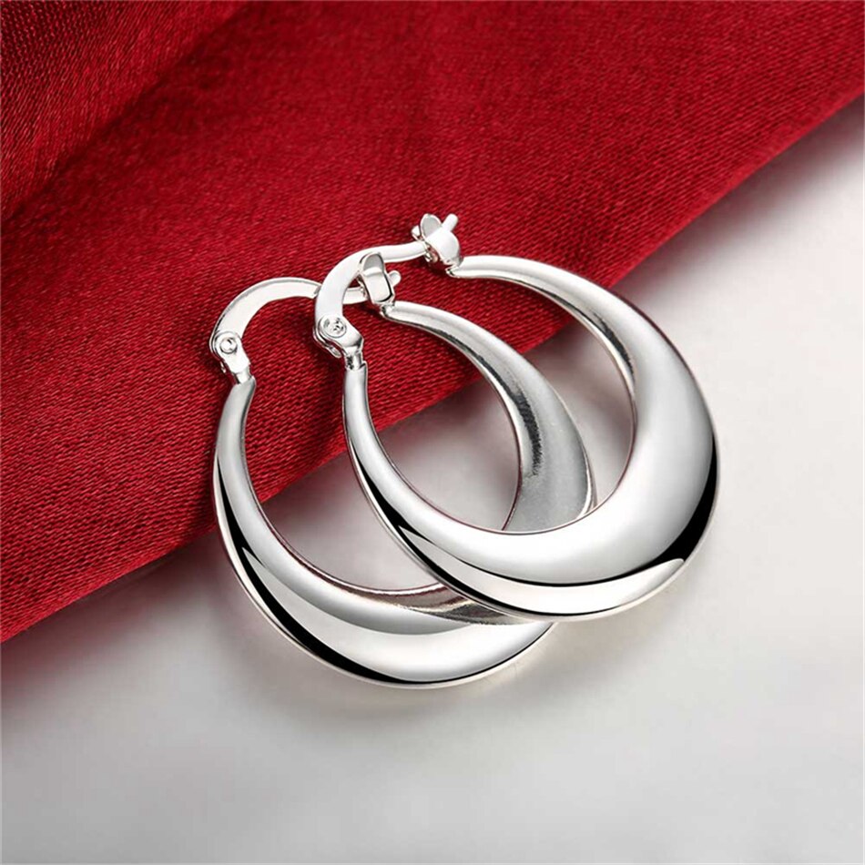 Women's 925 Sterling Silver U Shaped Hoop Earrings