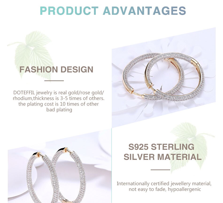 Women's Sterling Silver Big Hoop Earrings