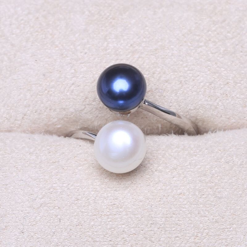 Women's 925 Sterling Silver Double Pearls Ring