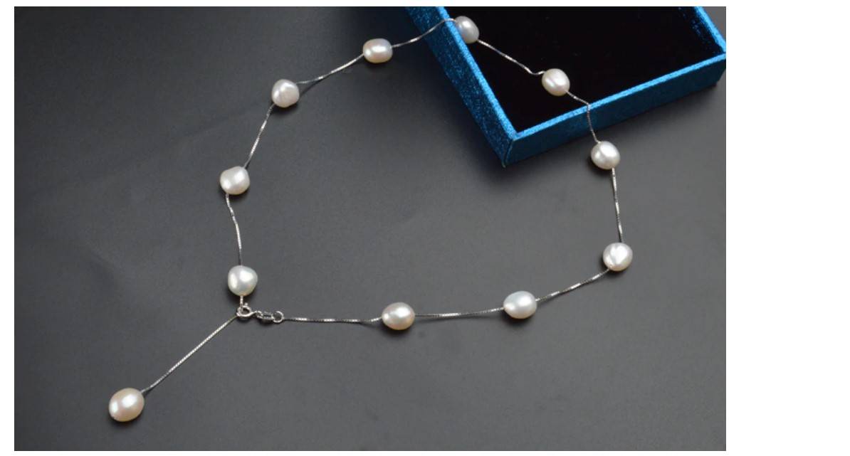 Women's Stylish 925 Sterling Silver Pearl Necklace