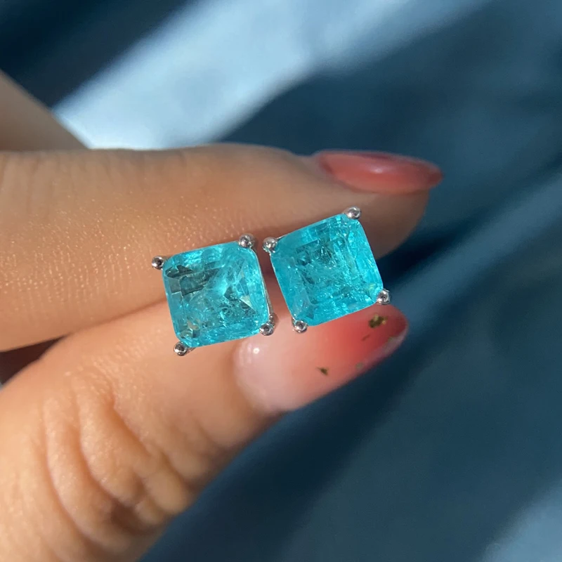 Women's Paraiba Tourmaline 925 Sterling Silver Stud Earrings