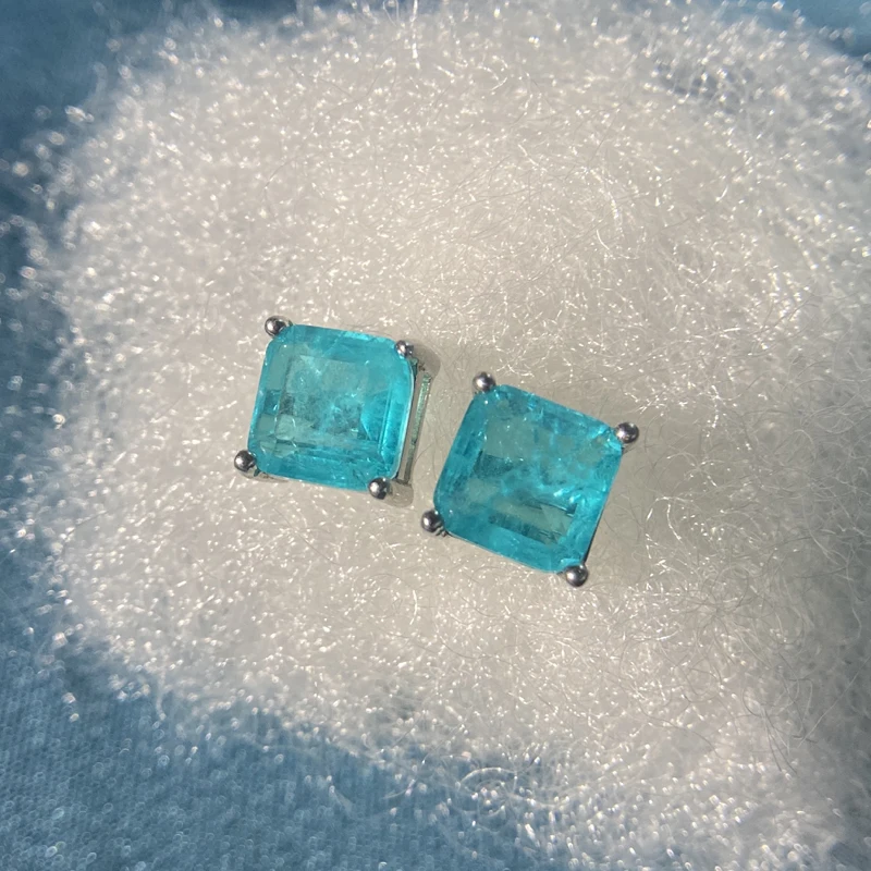 Women's Paraiba Tourmaline 925 Sterling Silver Stud Earrings