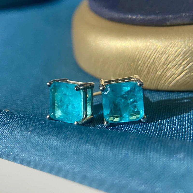 Women's Paraiba Tourmaline 925 Sterling Silver Stud Earrings