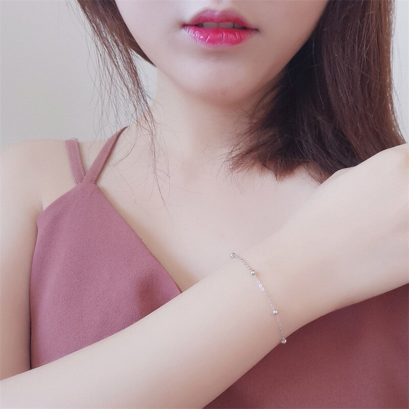 925 Sterling Silver Beaded Chain Bracelet