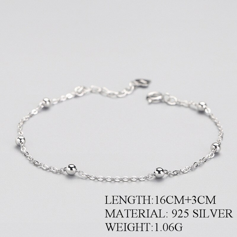 925 Sterling Silver Beaded Chain Bracelet