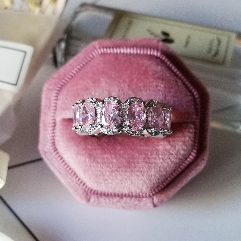925 Sterling Silver Pink Ring for Women