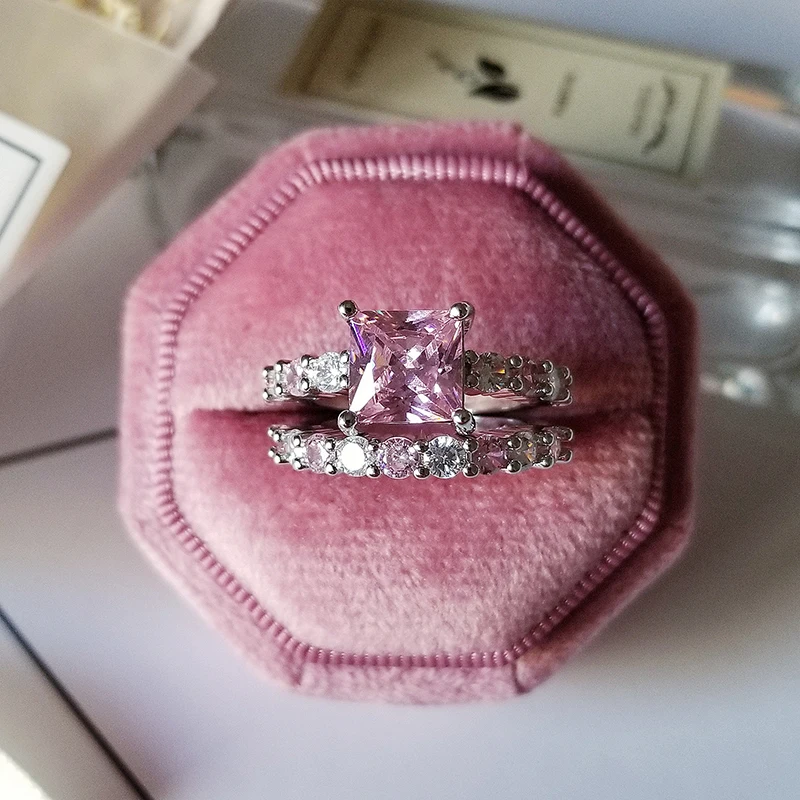 925 Sterling Silver Pink Ring for Women