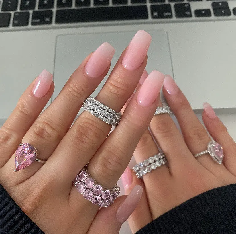 925 Sterling Silver Pink Ring for Women