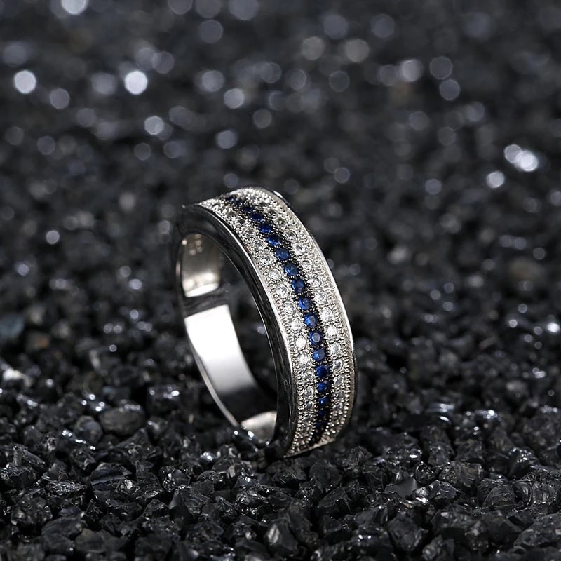 Women's Exquisite Sterling Silver Ring with Sapphire Zirconia