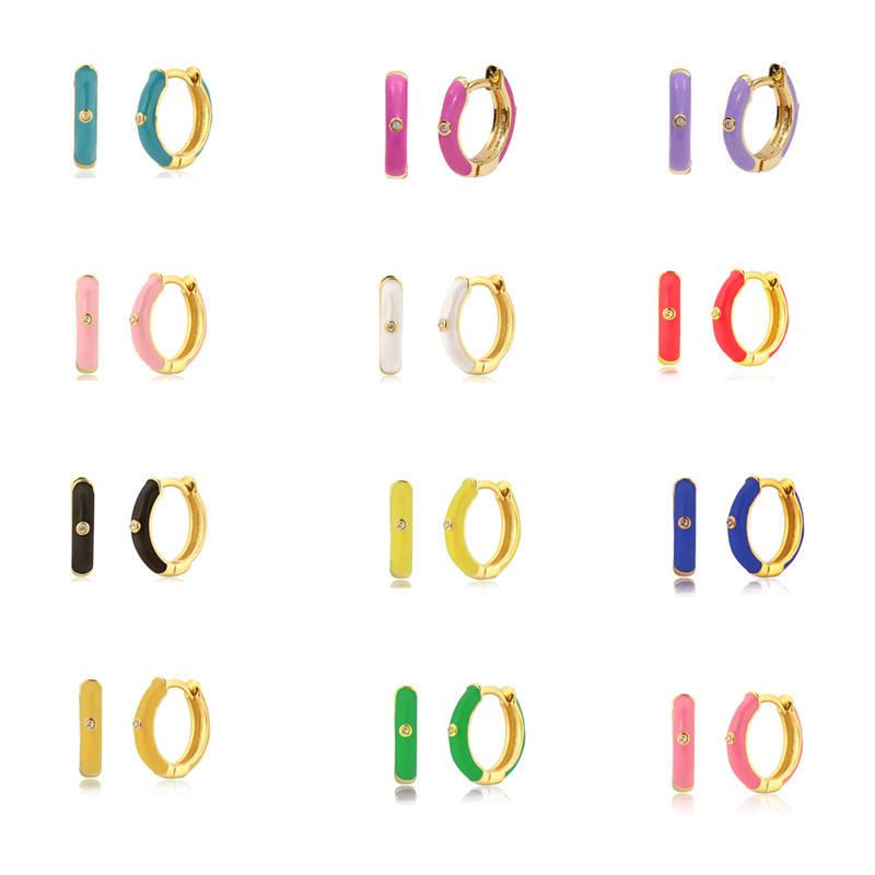 925 Sterling Silver Enamel Hoop Earrings 925 Sterling Silver Enamel Hoop Earrings