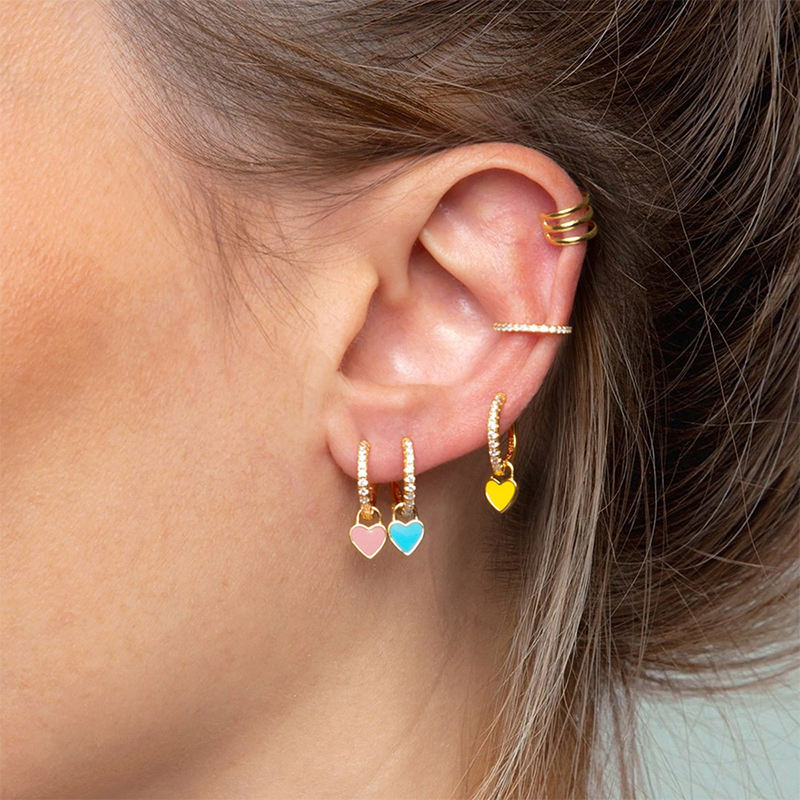 925 Sterling Silver Enamel Hoop Earrings 925 Sterling Silver Enamel Hoop Earrings