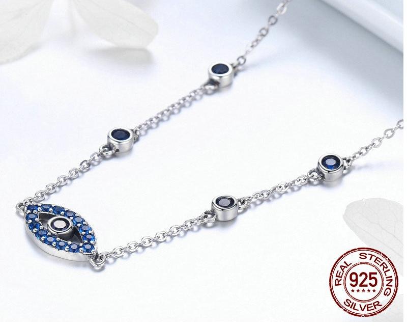 925 Sterling Silver Lucky Eye Blue Necklace 925 Sterling Silver Lucky Eye Blue Necklace