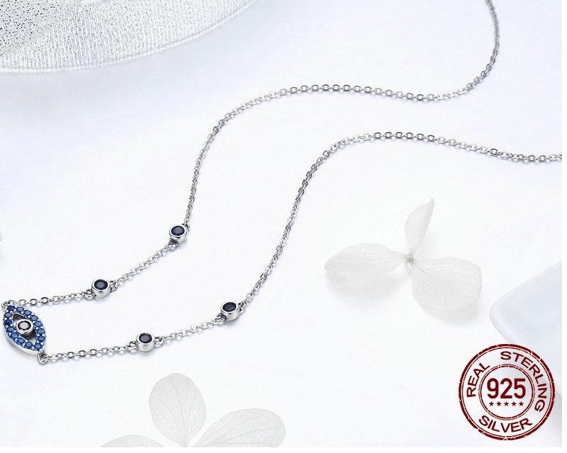 925 Sterling Silver Lucky Eye Blue Necklace 925 Sterling Silver Lucky Eye Blue Necklace