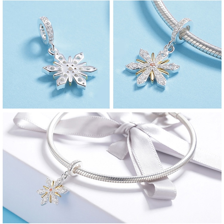 Snowflake Patterned 925 Sterling Silver Charms Snowflake Patterned 925 Sterling Silver Charms