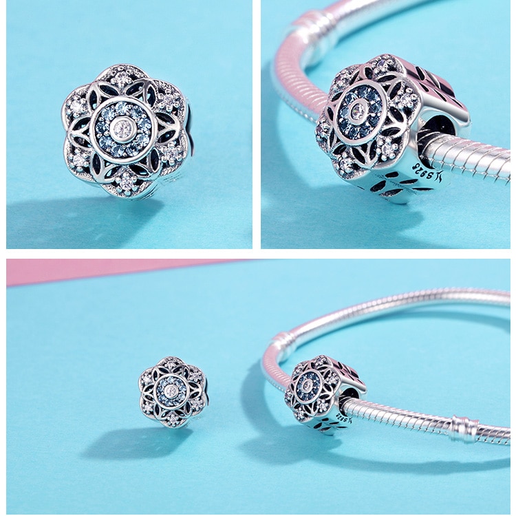 Snowflake Patterned 925 Sterling Silver Charms Snowflake Patterned 925 Sterling Silver Charms