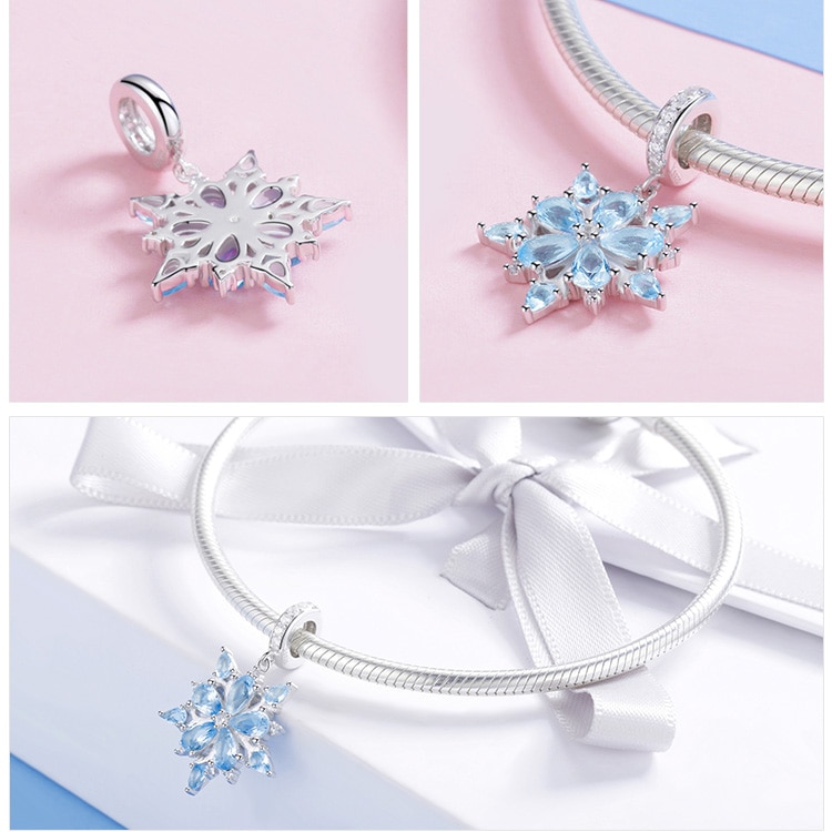 Snowflake Patterned 925 Sterling Silver Charms Snowflake Patterned 925 Sterling Silver Charms
