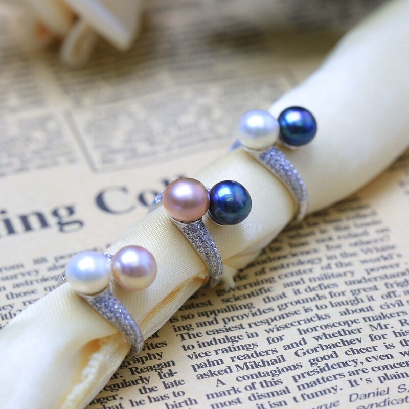 Women's Lovely 925 Sterling Silver Ring with Natural Pearl