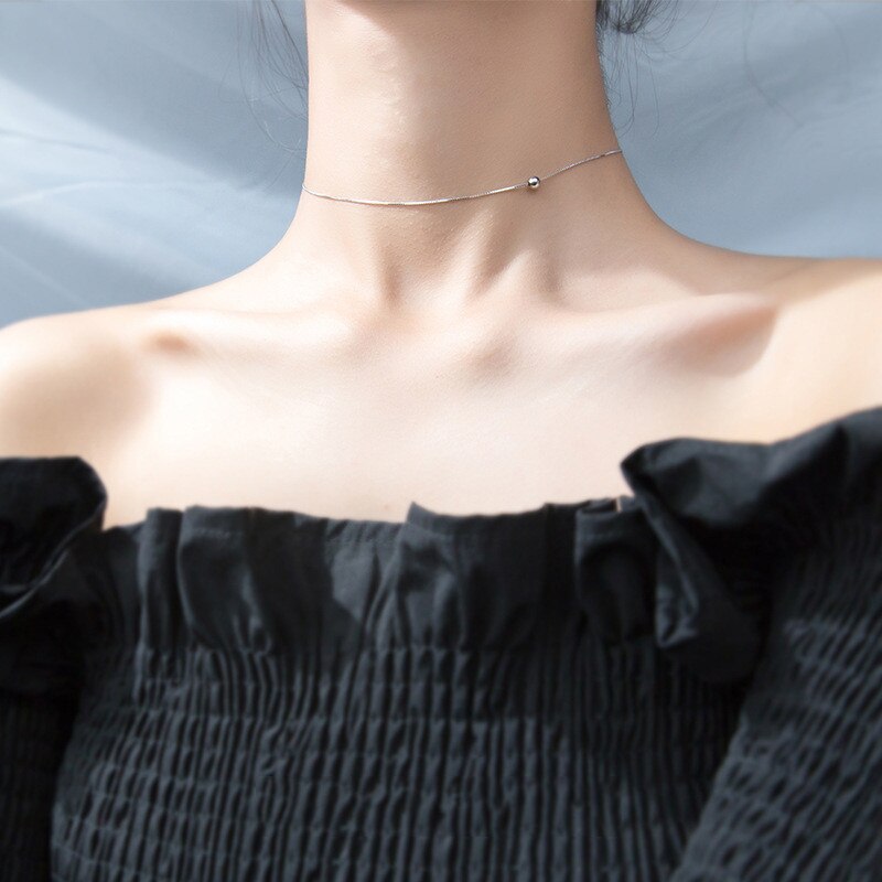 Minimalist 925 Sterling Silver Choker Necklace for Women Minimalist 925 Sterling Silver Choker Necklace for Women