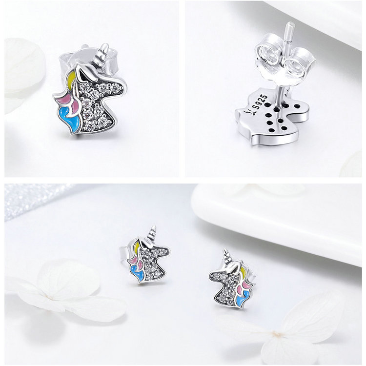 Unicorn Shaped 925 Sterling Silver Stud Earrings Unicorn Shaped 925 Sterling Silver Stud Earrings