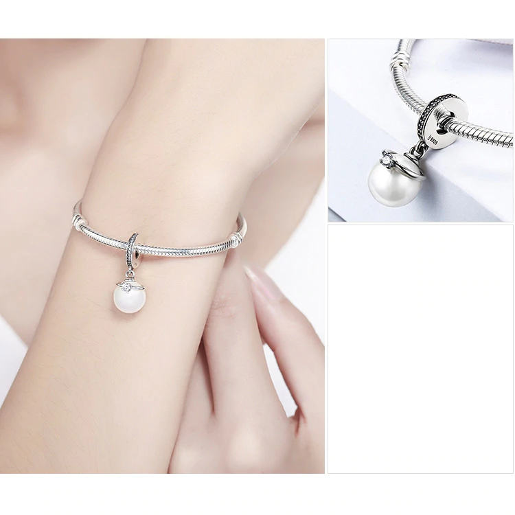Elegant Genuine 925 Sterling Silver Pearl Pendant