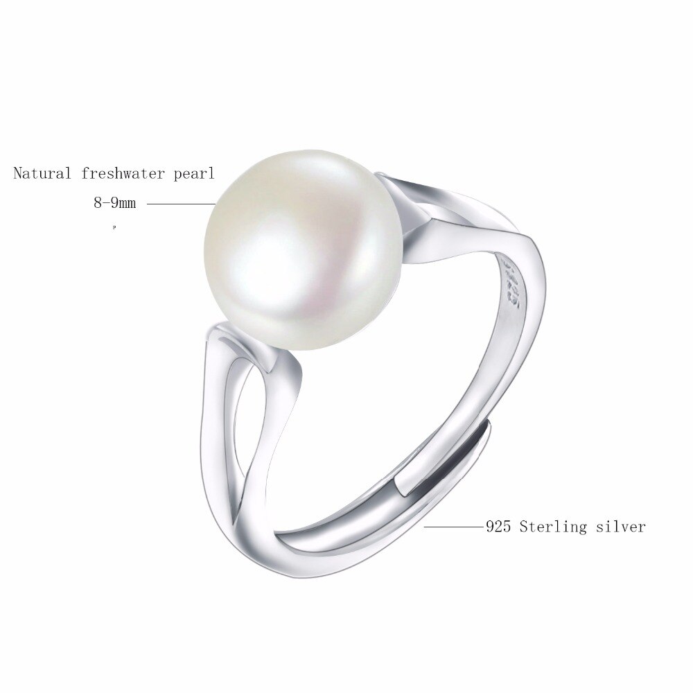 Women's Simple 925 Sterling Silver Ring with Natural Pearl