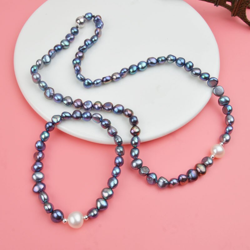 Women's Freshwater Pearl Jewelry Set with 925 Sterling Silver Beads