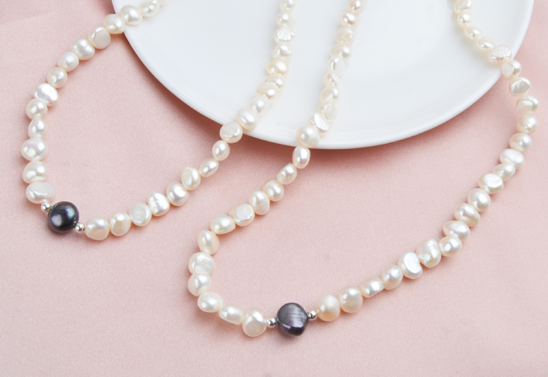 Women's Freshwater Pearl Jewelry Set with 925 Sterling Silver Beads