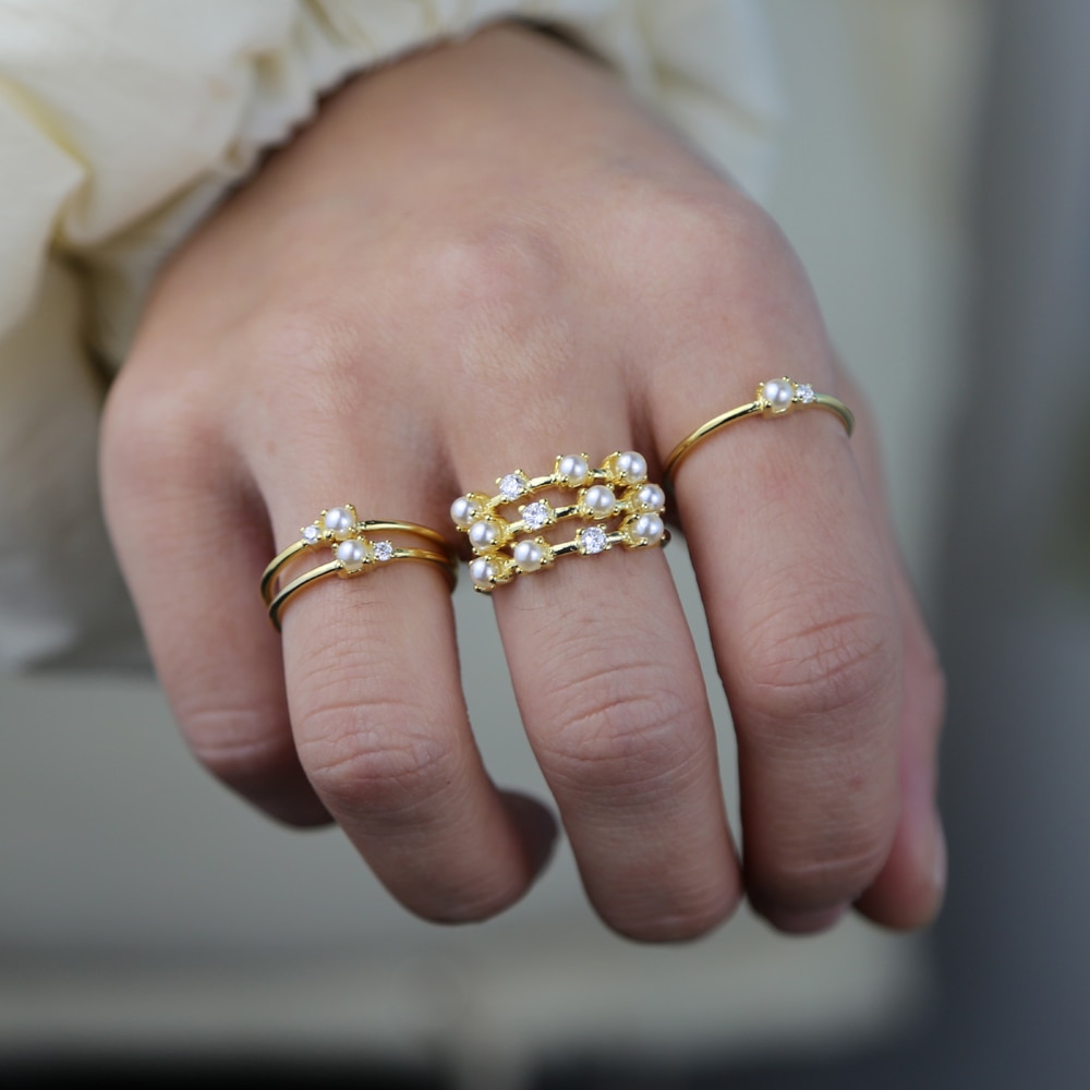 Women's Gold 925 Sterling Silver Minimalistic Ring Women's Gold 925 Sterling Silver Minimalistic Ring