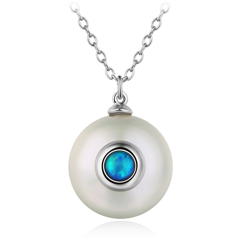 Women's 925 Sterling Silver Chain Necklace with Pearl Pendant