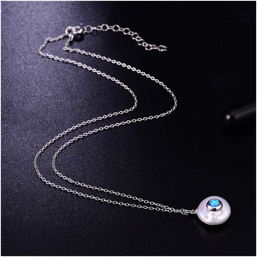 Women's 925 Sterling Silver Chain Necklace with Pearl Pendant